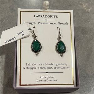 Sterling Silver Labradorite Green Earrings. Sterling Silver